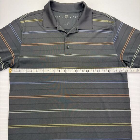 Nike Golf Mens Polo Shirt Short Sleeve Size Large Gray Stripe Lightweight - Picture 5 of 6
